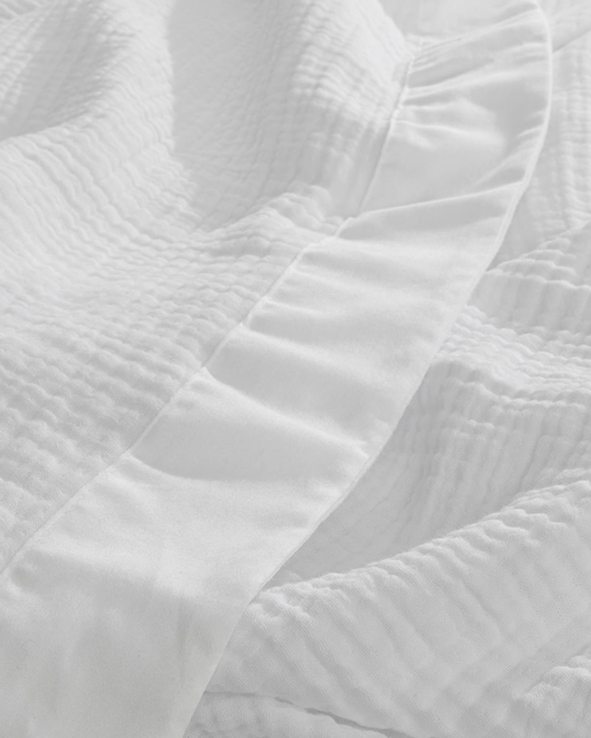 Muslin Комплект Кувертюра За Легло Единичен Със сатенен борд 180x240 см Бял