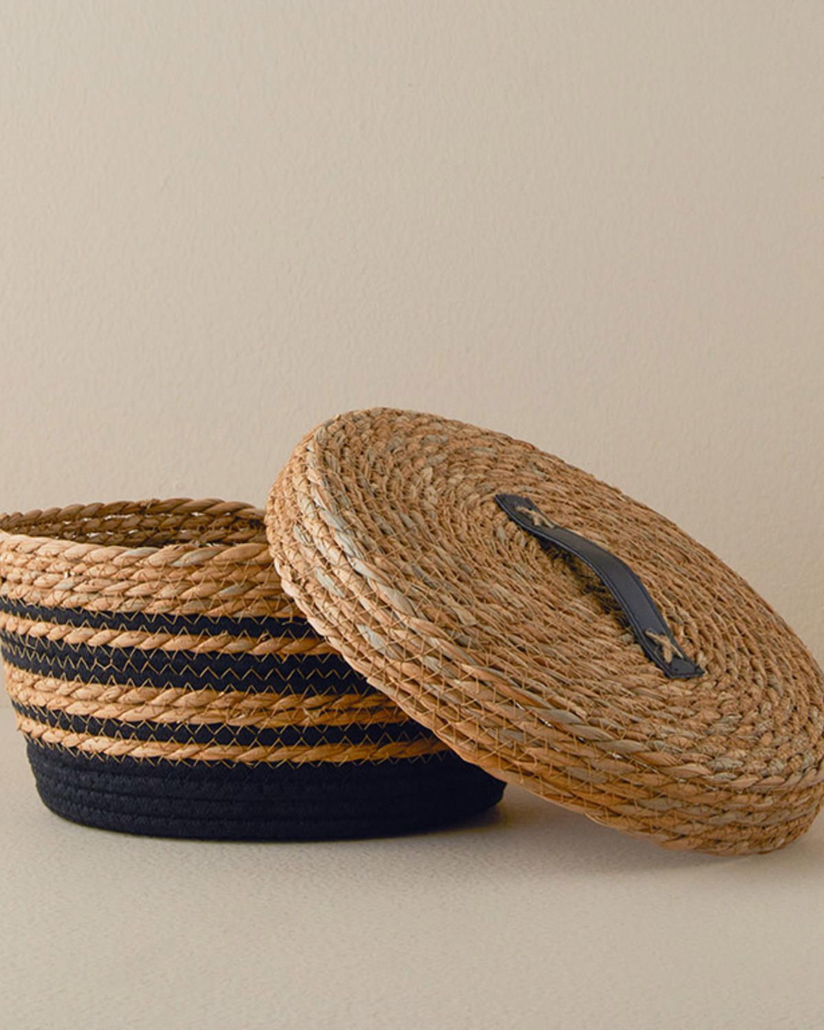 Natura Stripe Кошница Слама 27x14 см Натурален..