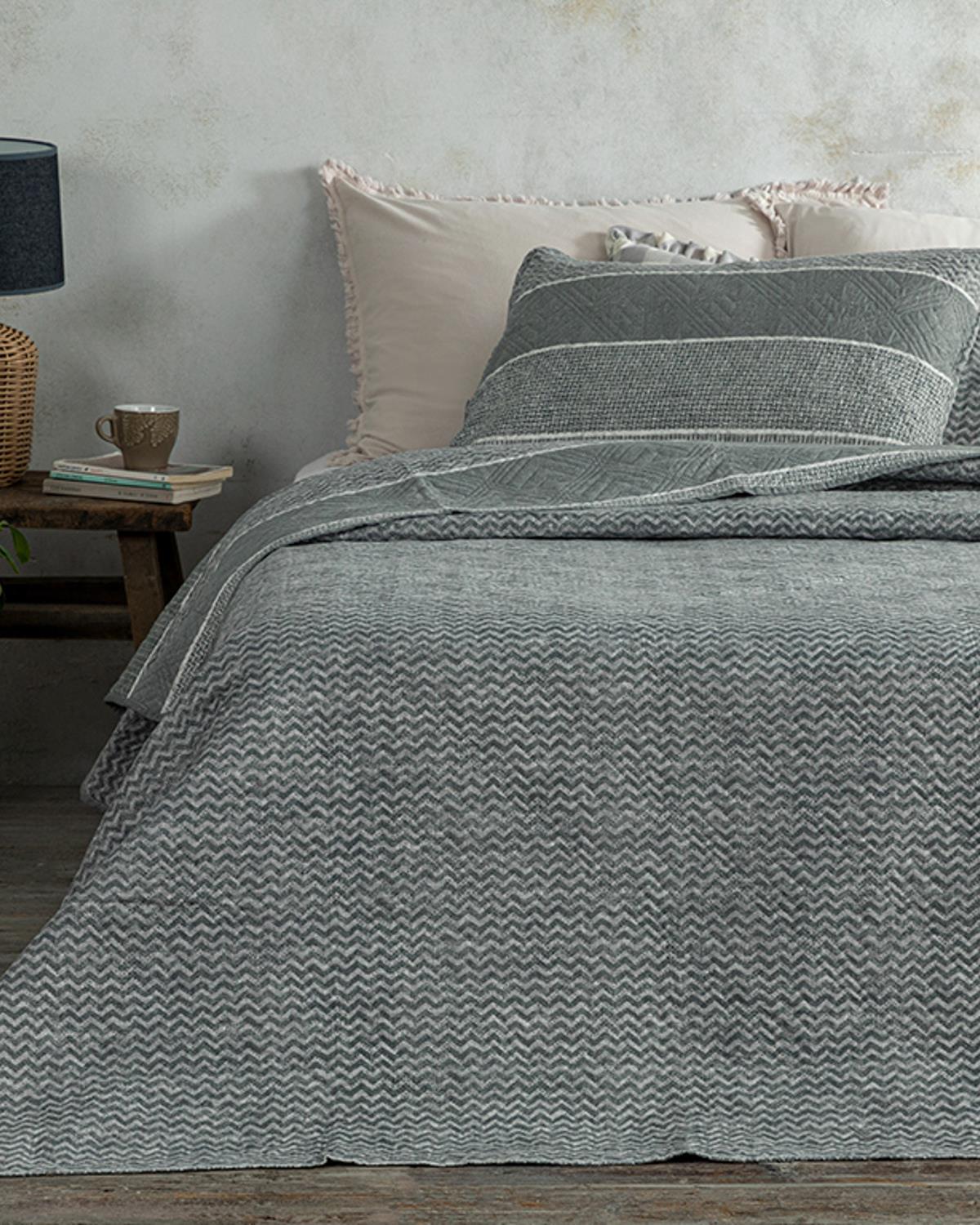 Natural Flow Комплект Кувертюра За Легло Кралски размер Многофункционален 240x220 см Каменно сив..