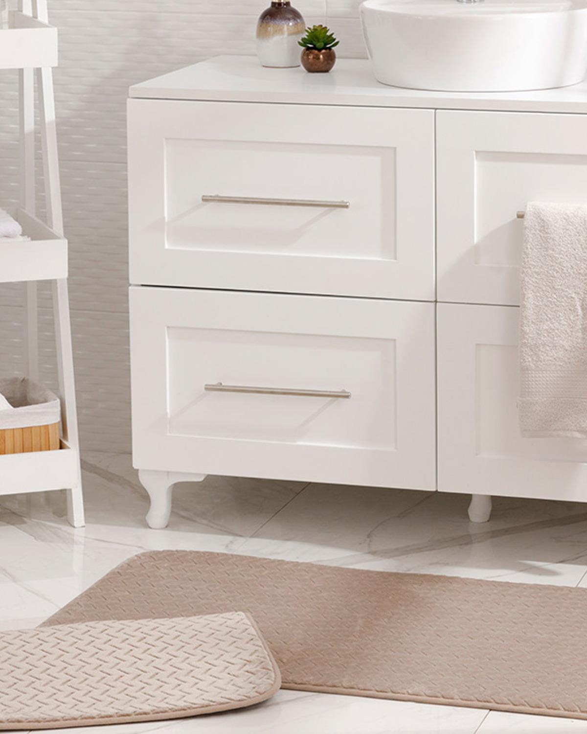 Nature Комплект Постелки За Баня Жакардов Фланел 60x100 см + 60x50 см Каменно сив..