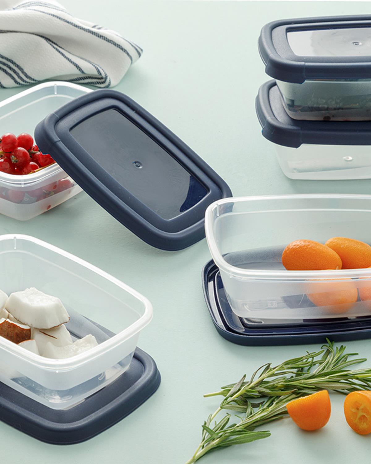 Navy Комплект Кутии За Съхранение 3 бр. Пластмаса 300 мл Морскосин