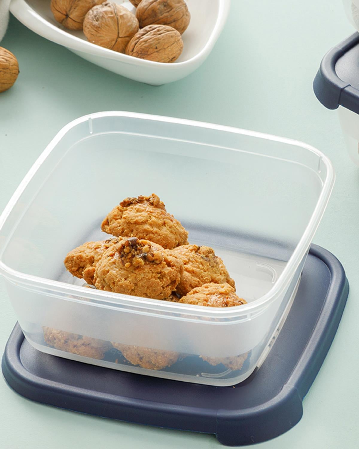 Navy Комплект Кутии За Съхранение 3 бр. Пластмаса 900 мл Морскосин