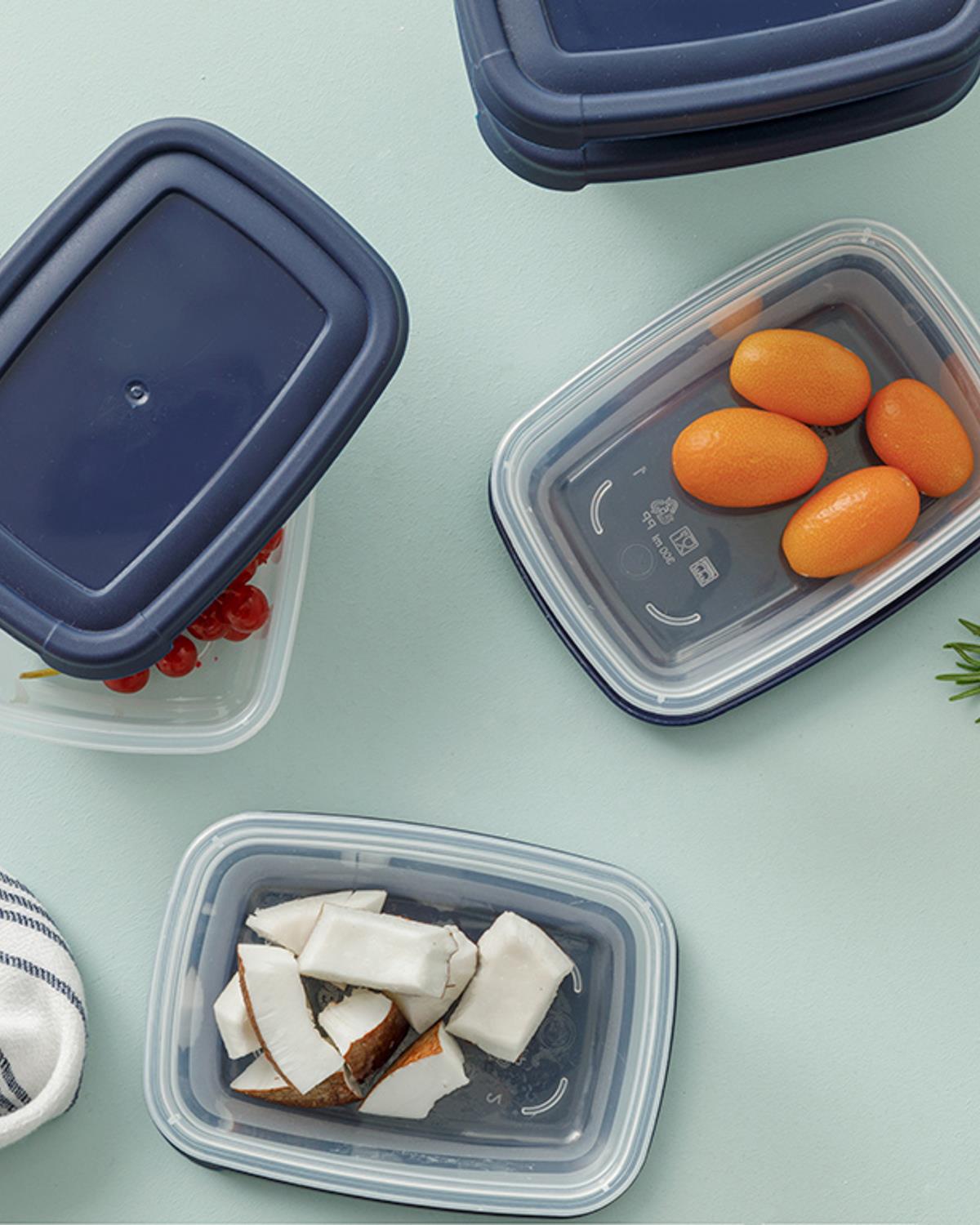 Navy Комплект Кутии За Съхранение 3 бр. Пластмаса 300 мл Морскосин