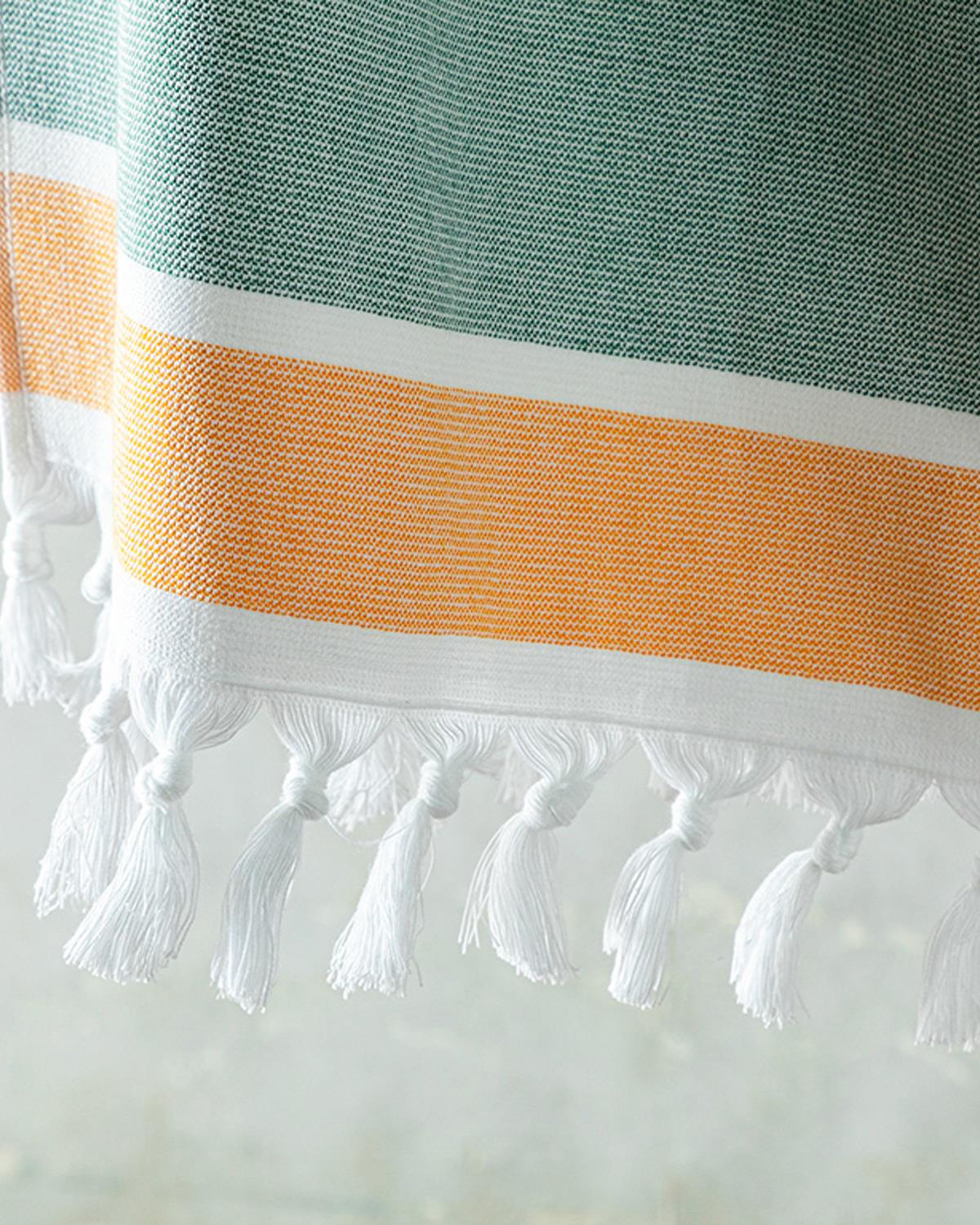 Nossa Плажна Хавлия С Ресни, Памучен Полиестер, Екрю-Зелено-Жълто, 75 X 150 Cm