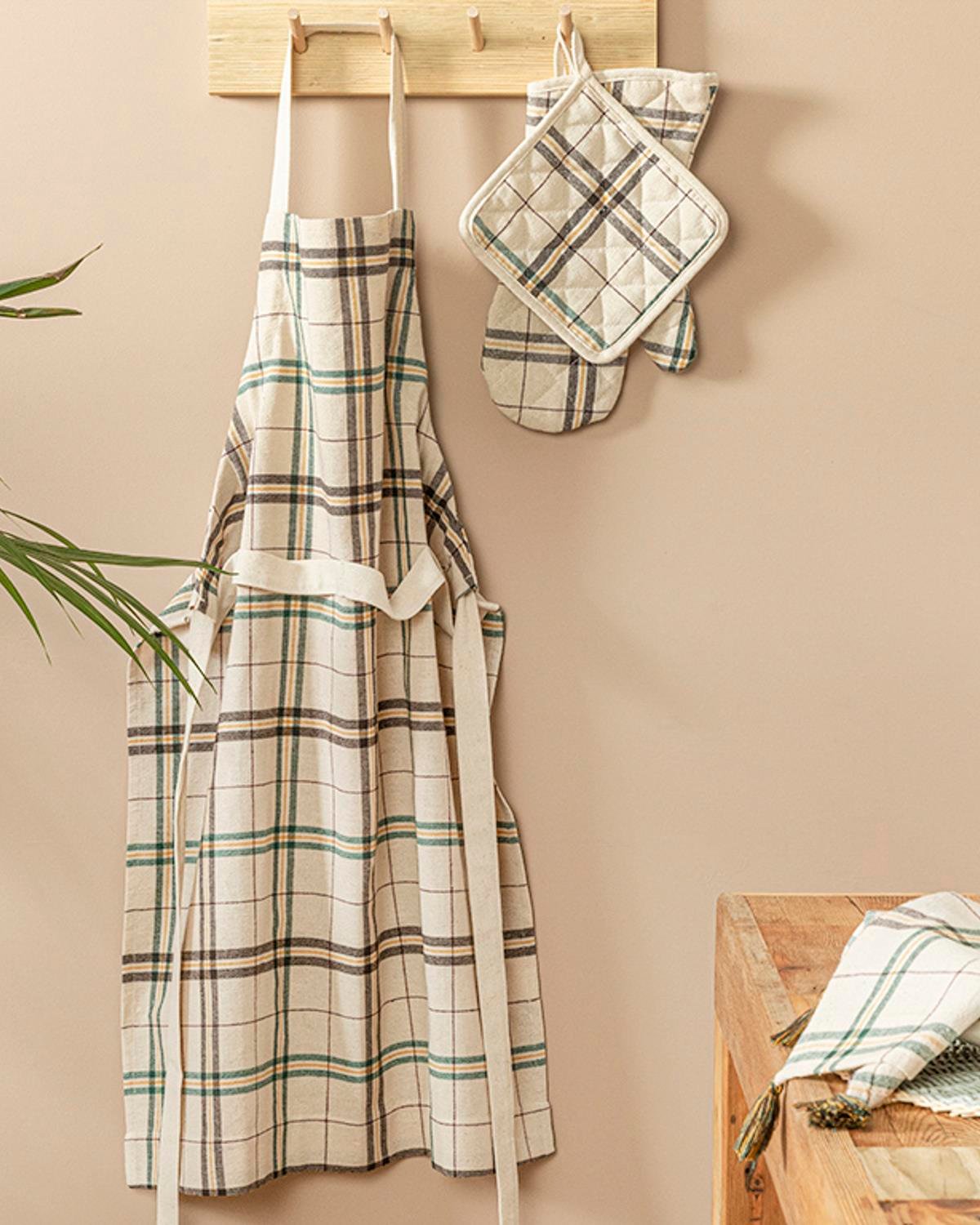 Orbit Кухненска Престилка Памук 85x65см Бежов - Зелен