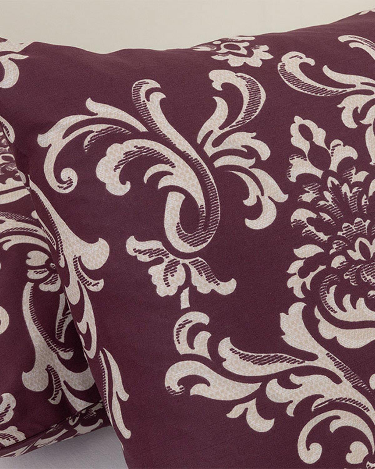 Ornamental Damasque Калъфка За Възглавница 2 бр. Памучен 50x70 см Дамсон