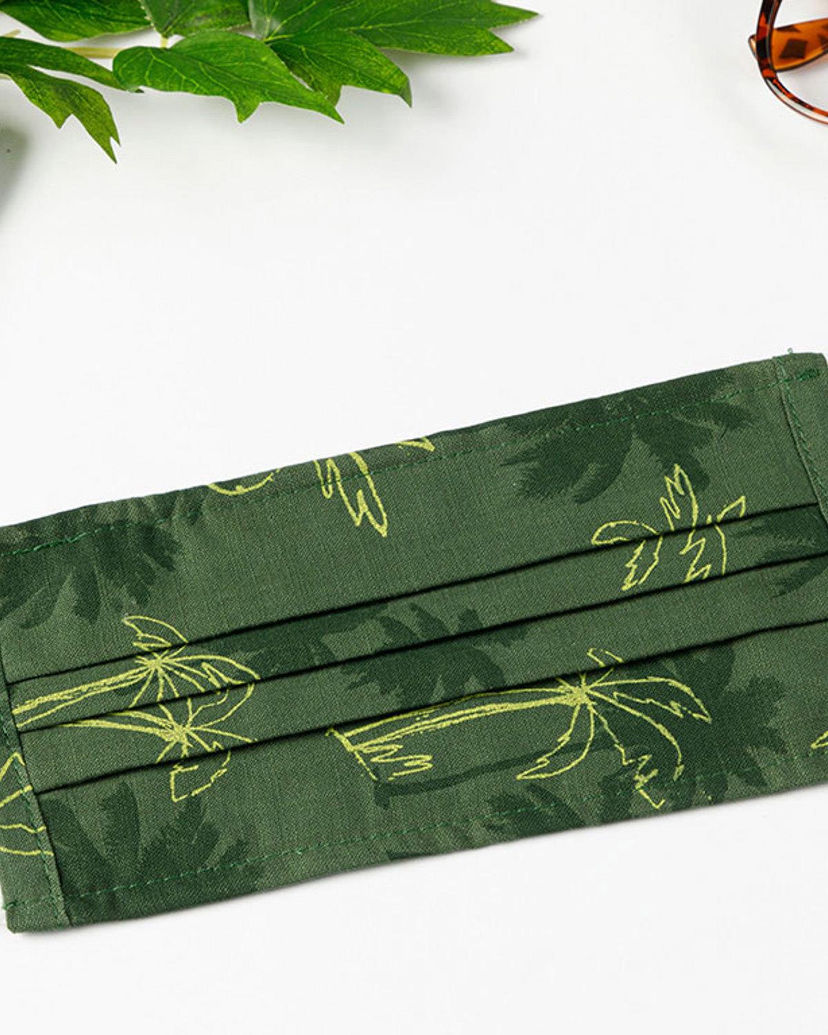PALMS Маска Плат Памук 9,5x18 см Тъмнозелен