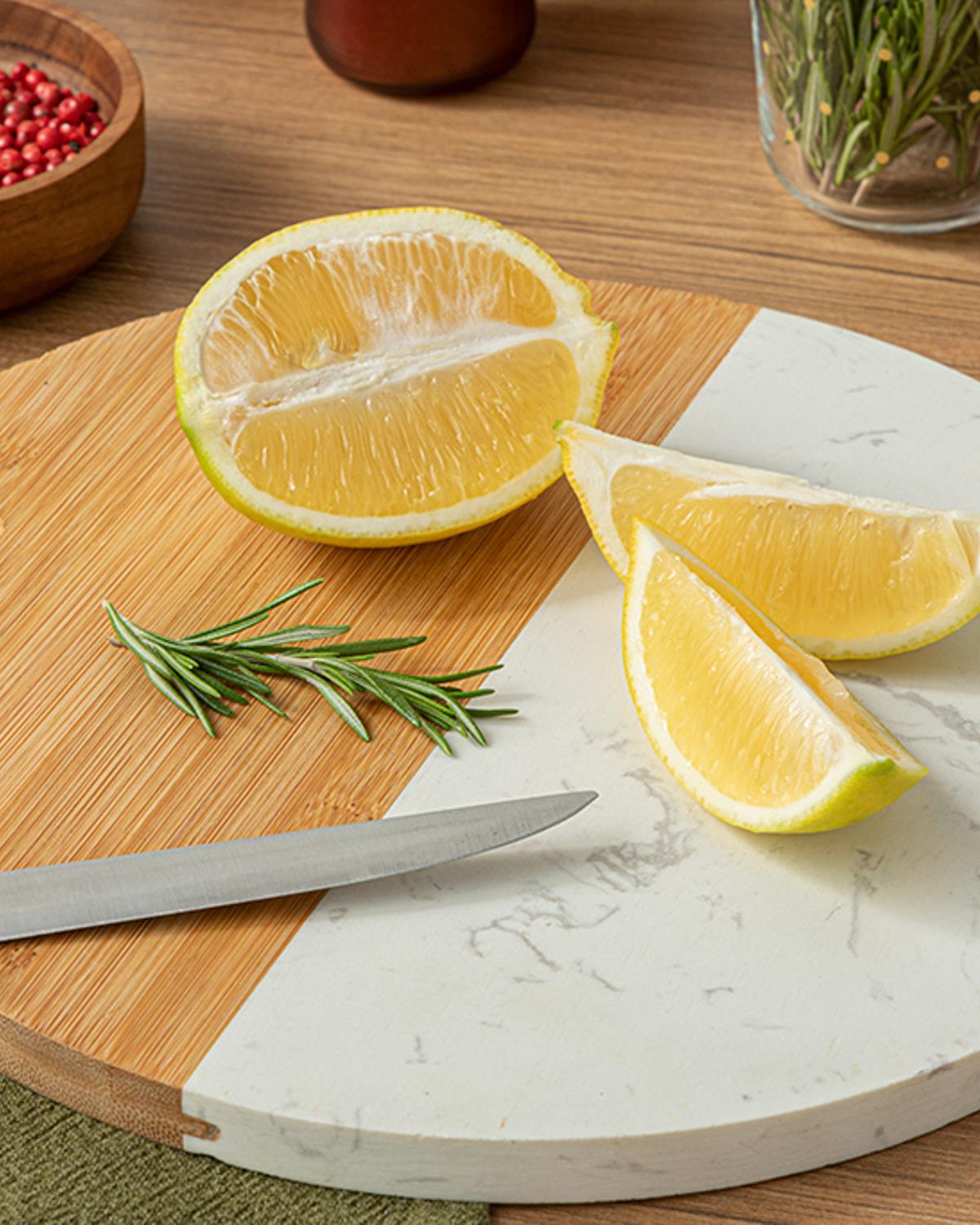 Pavia Дъска За Рязане Мрамор Бамбук 25 см Бежов - Бял