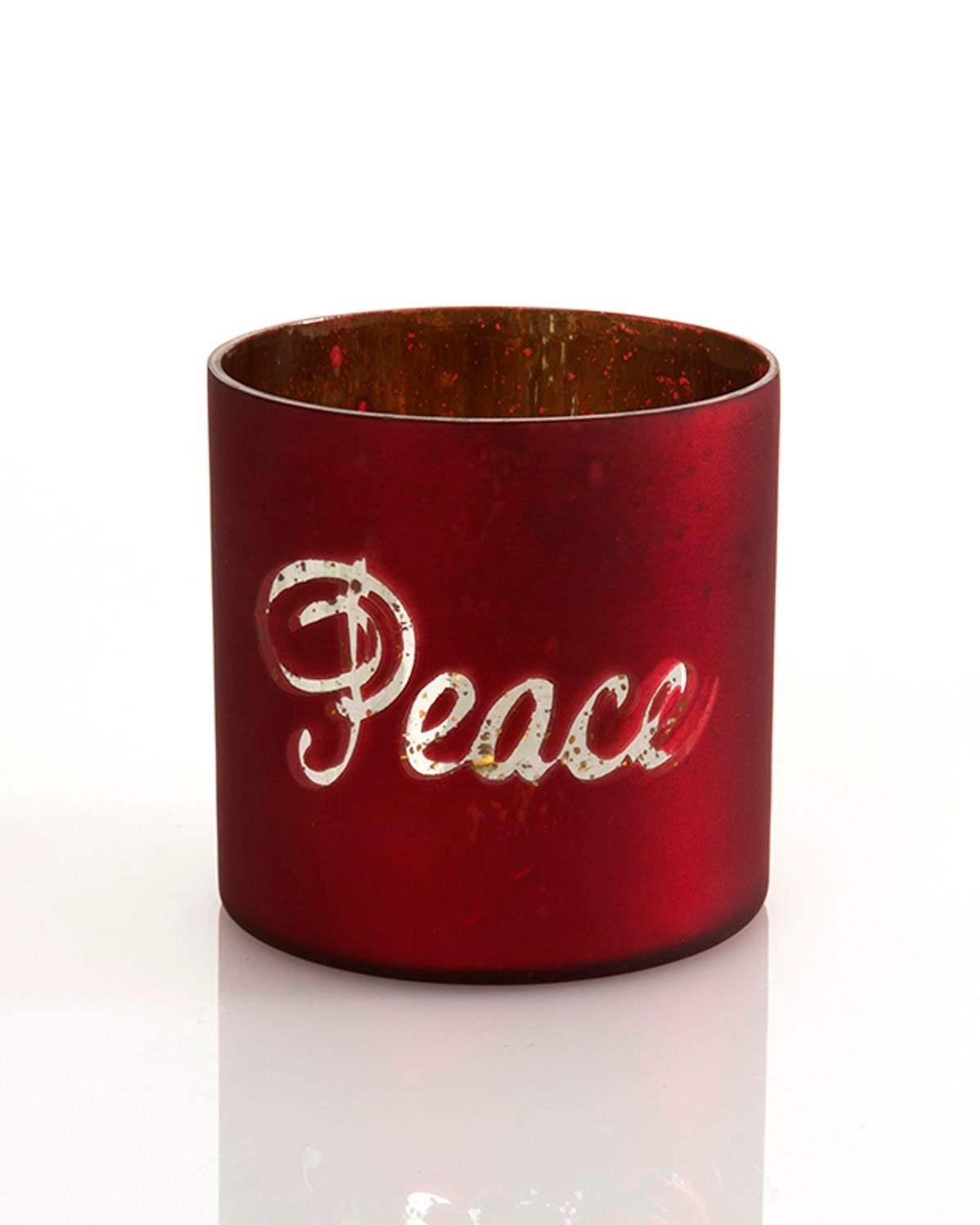 Peace Свещник Стъкло 10,16x10,16 cm Червен