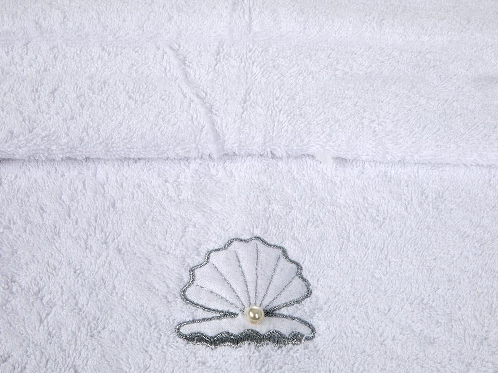 Pearl ХАВЛИЯ ЗА ЛИЦЕ С перли Бродирани 50x80 cm White-Silver