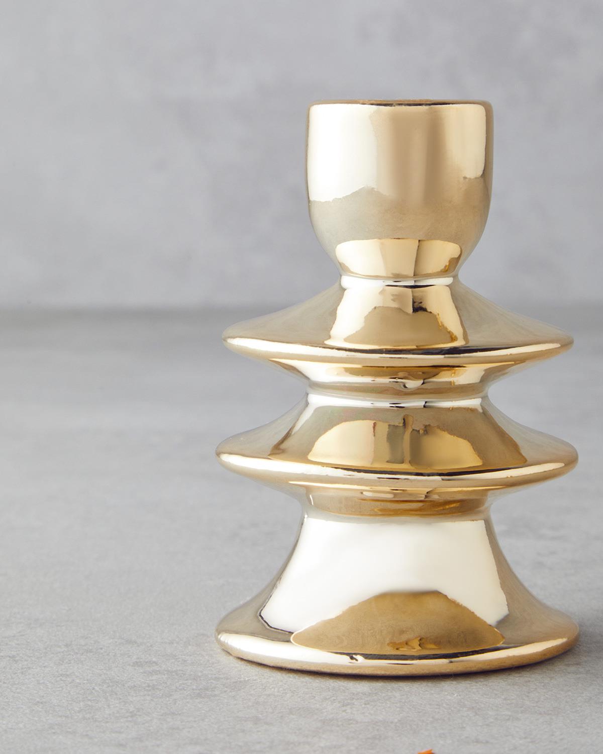 Pera Свещник 7x7x10 cm Златен