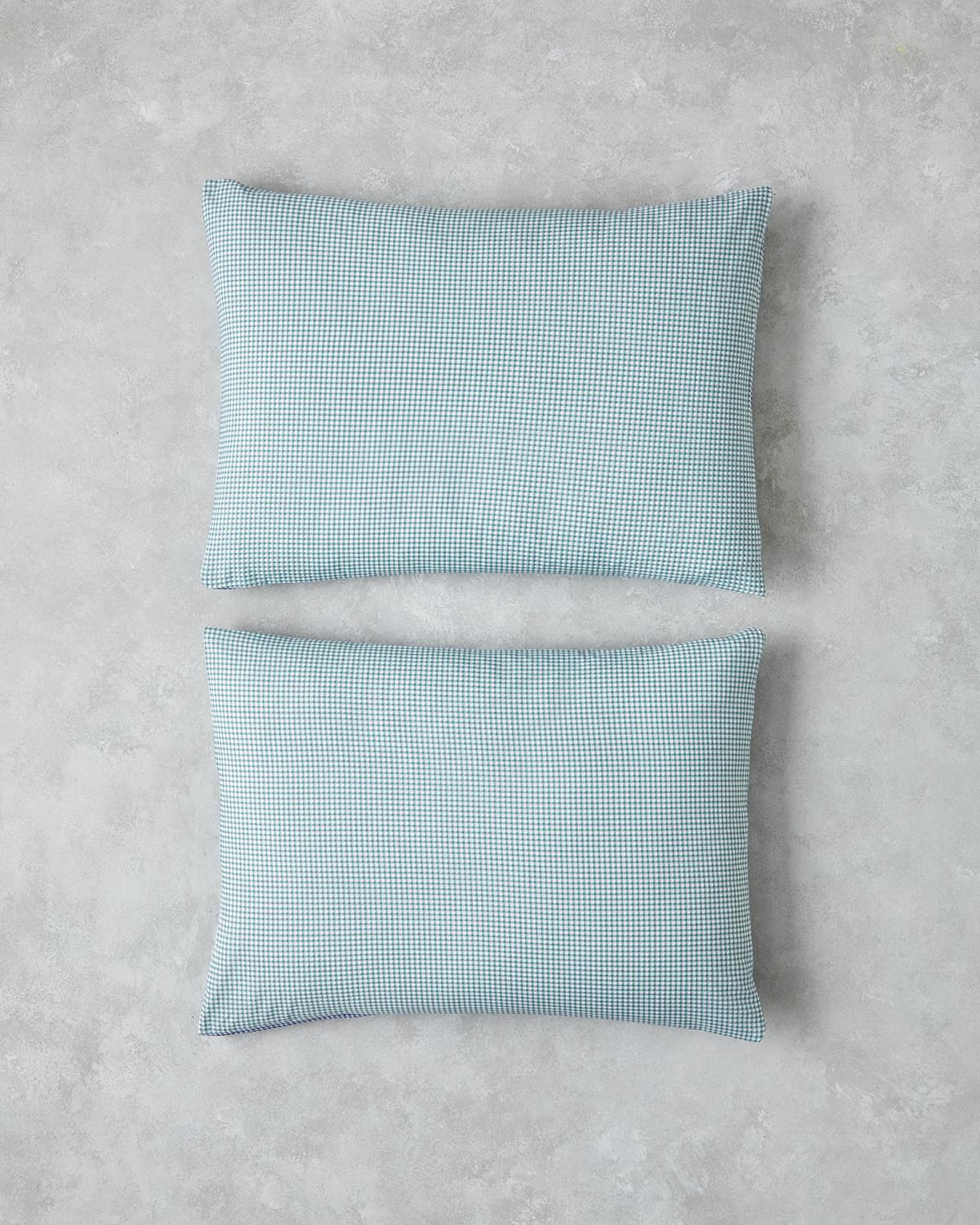 Petit Check Калъфка За Възглавница 2 бр. Памучен 50x70 см Зелен - Син