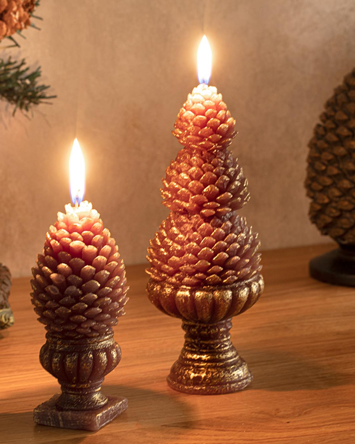 Pine Cone Свещ Кафяво, 0