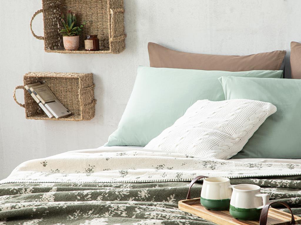 Pine Forest Одеало Единичен Размер, Памучен, Зелено, 150 X 200 Cm