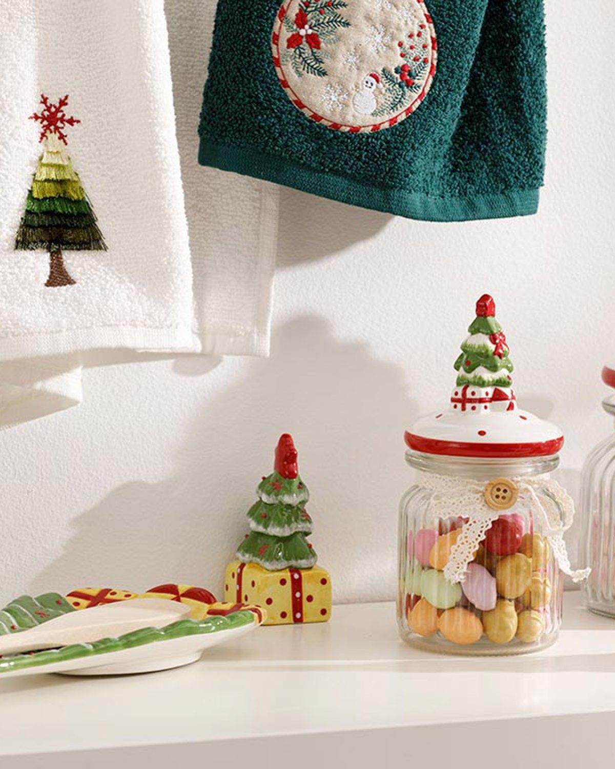 Pine Tree Солница И Пиперница 2 бр. Доломит 4x8 см Червен - Зелен