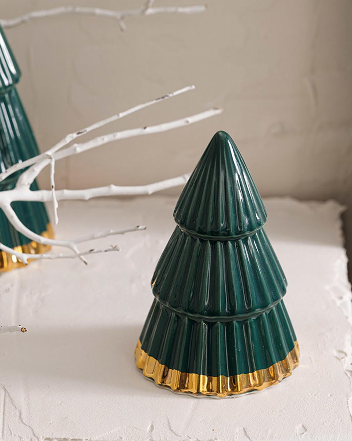 Pine Tree Фигурка Каменна керамика 7x7x10 cm Зелен