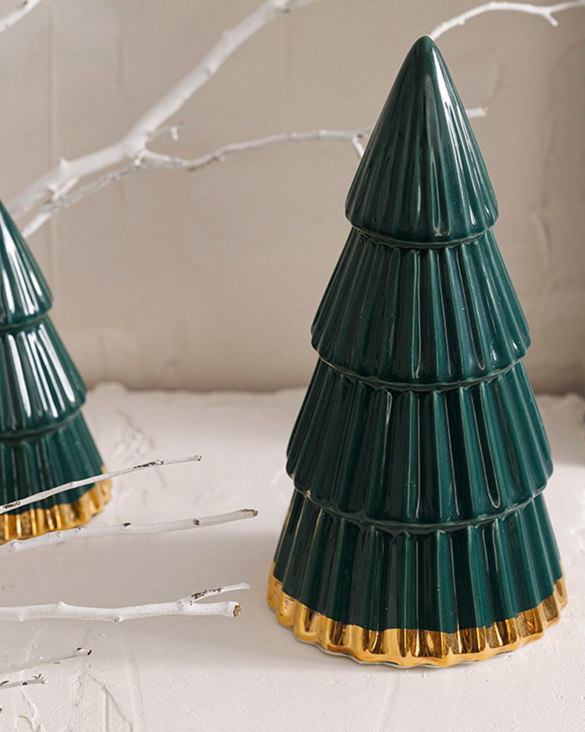 Pine Tree Фигурка Каменна керамика 9x9x17 cm Зелен