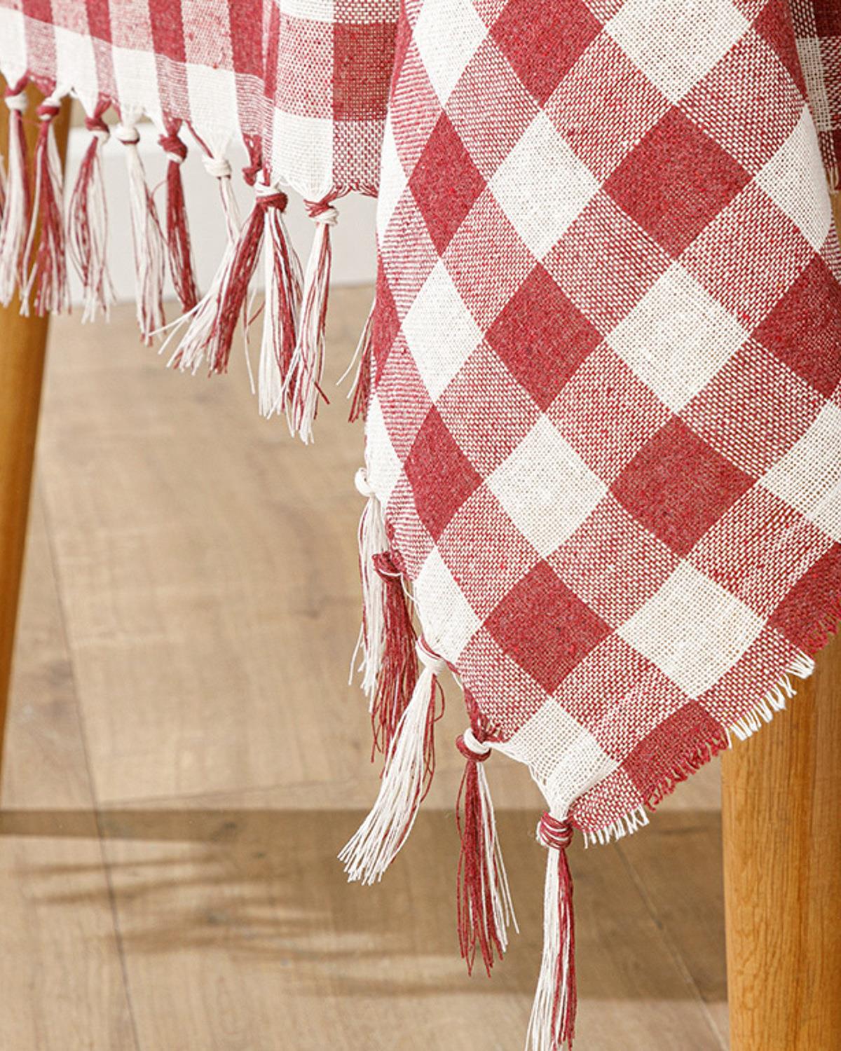 Plaid Покривка За Маса С пискюли Памучен полиестер 150x200 см Бордо