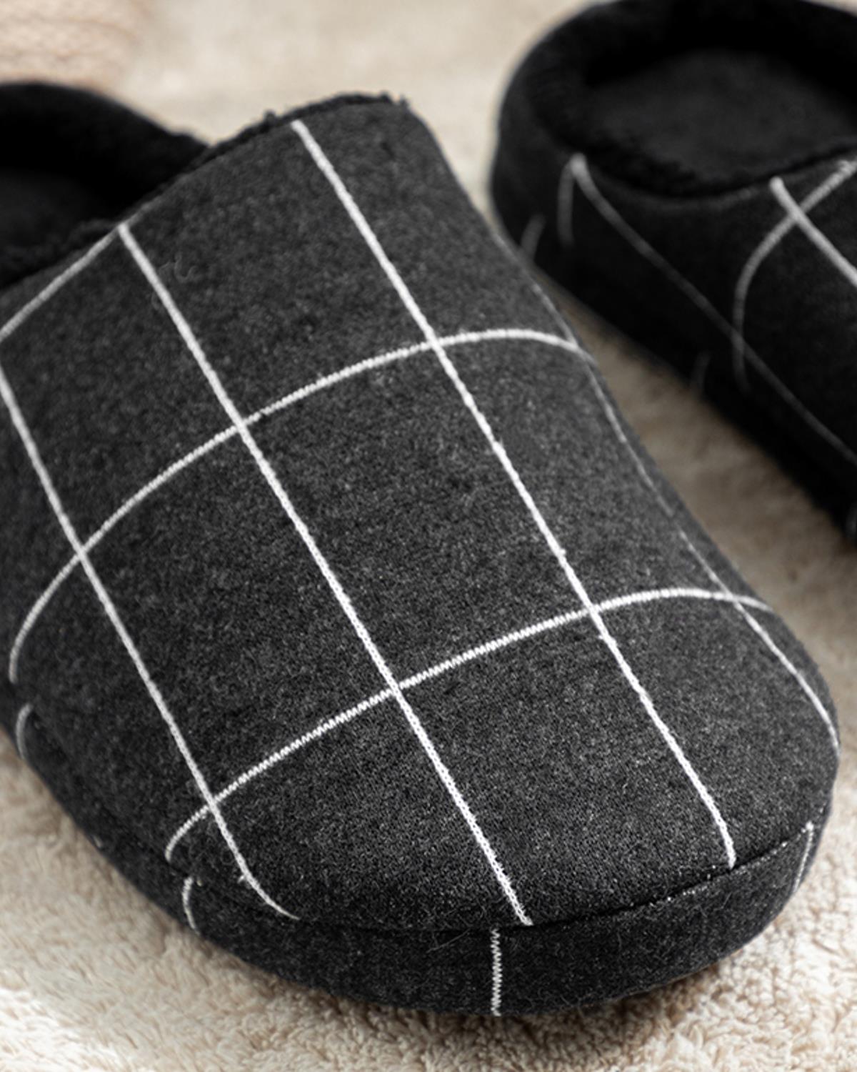 Plaid Lines Домашни Чехли Мъжки 43 Черен