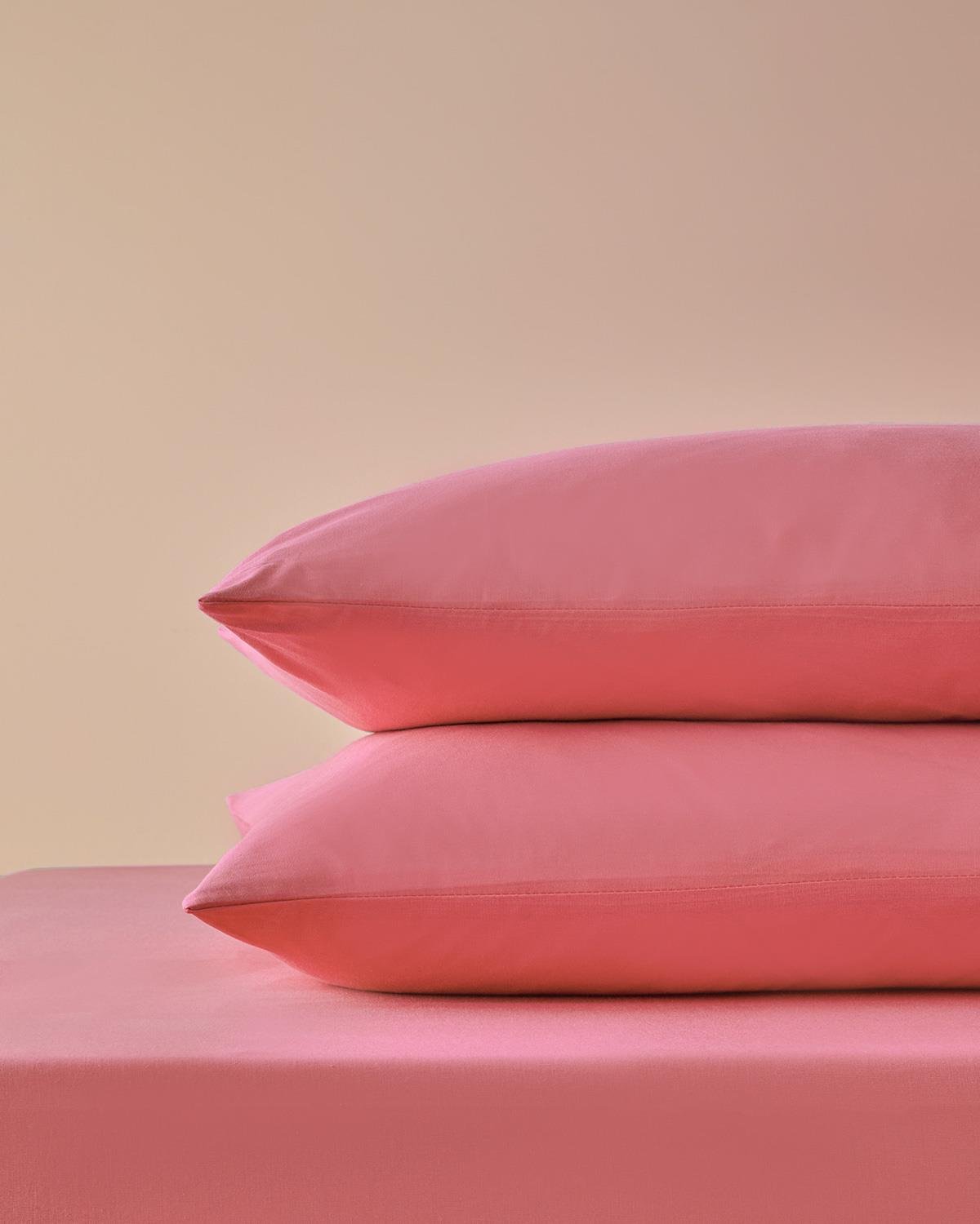 Plain Комплект Чаршаф С Ластик Единичен Памук 100x200 см Праскова