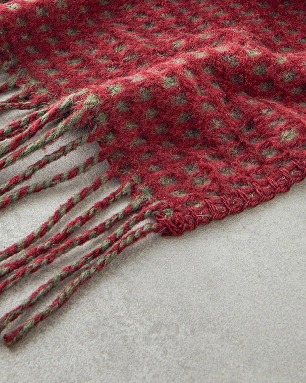 Plain Тв Одеяло Памучен с вафлена структура 110x170 см. Бордо - Зелен