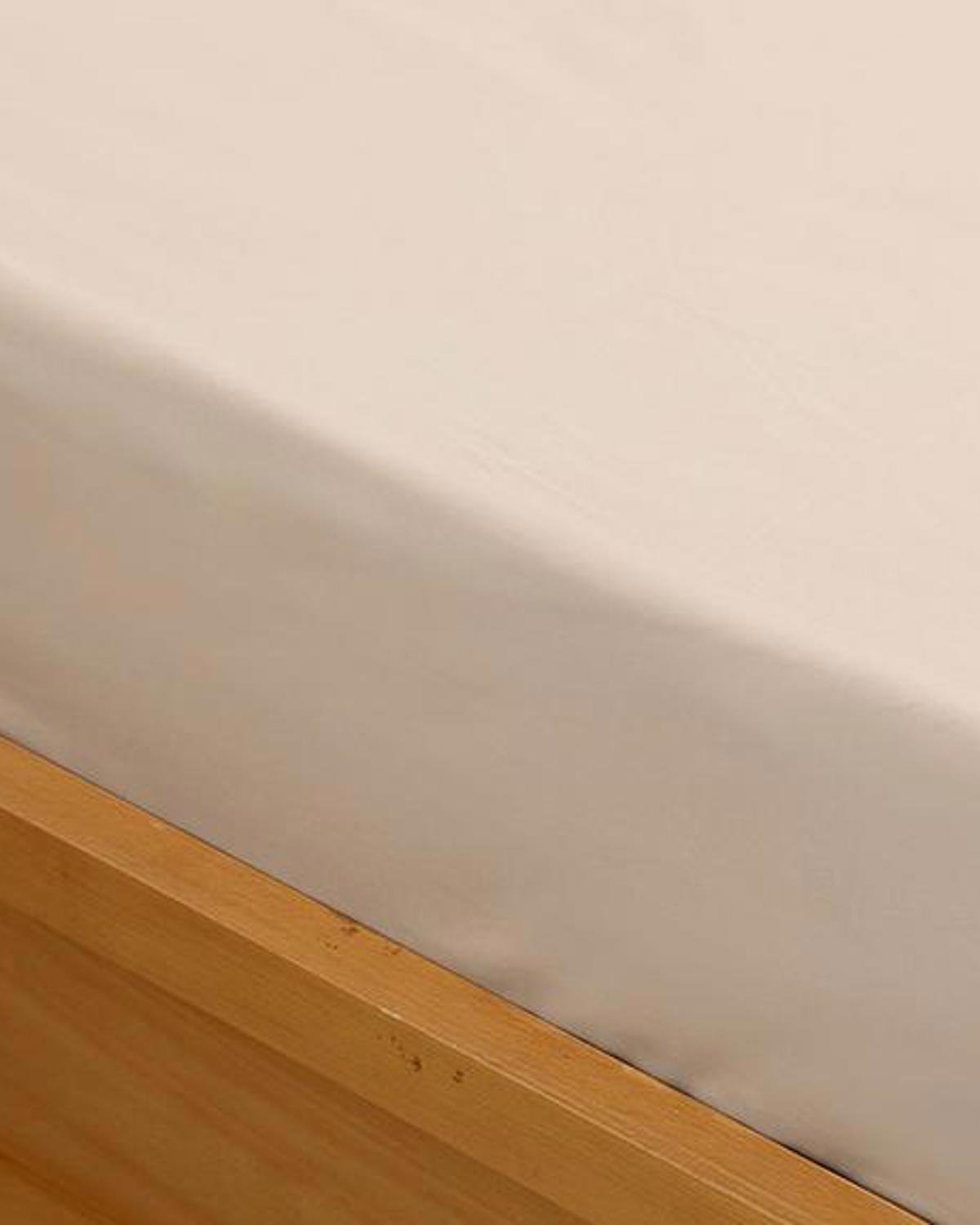 Plain Чаршафи С Ластик Междинен Размер, Памучен, Пяна От Кафе, 140 X 200 Cm