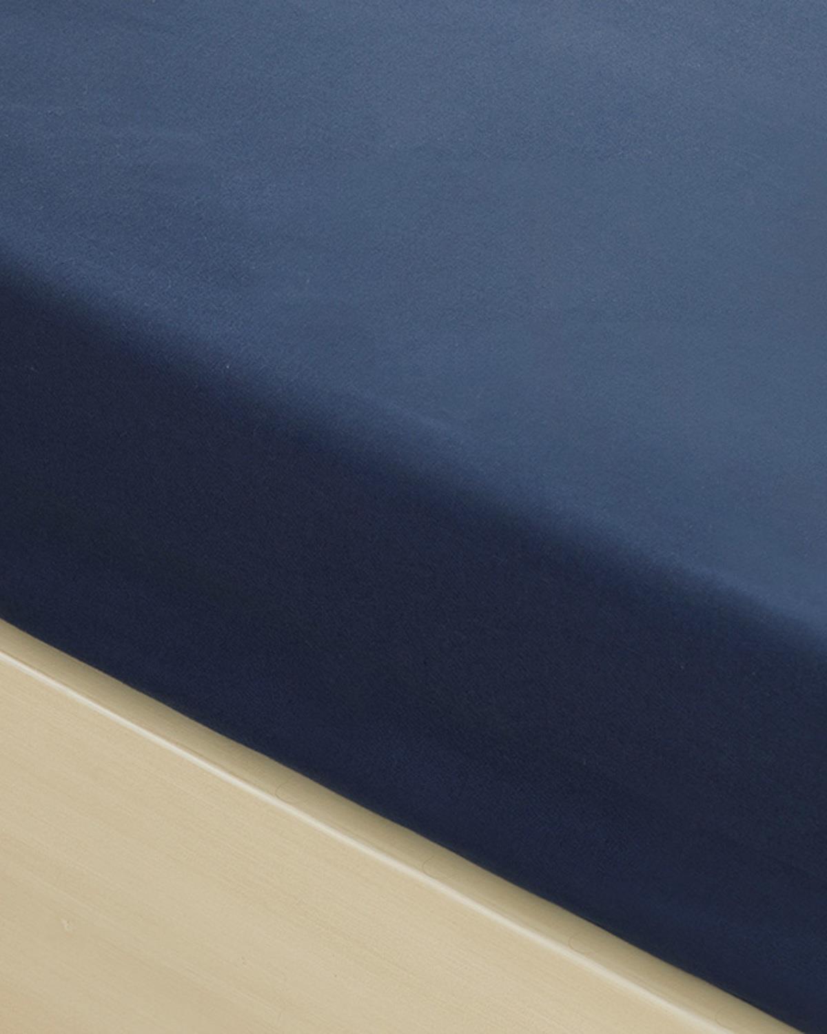 Plain Долен Чаршаф Малък единичен Памучен 140x200 см Нощно син.