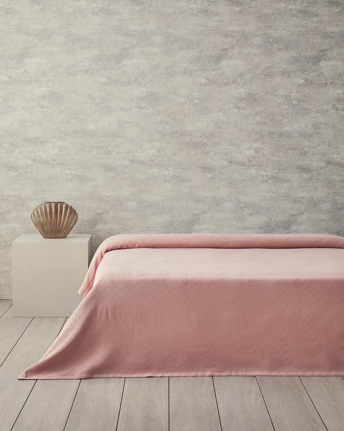 Plain Пике Единичен Размер, Памучен, Розово, 150 X 220 Cm