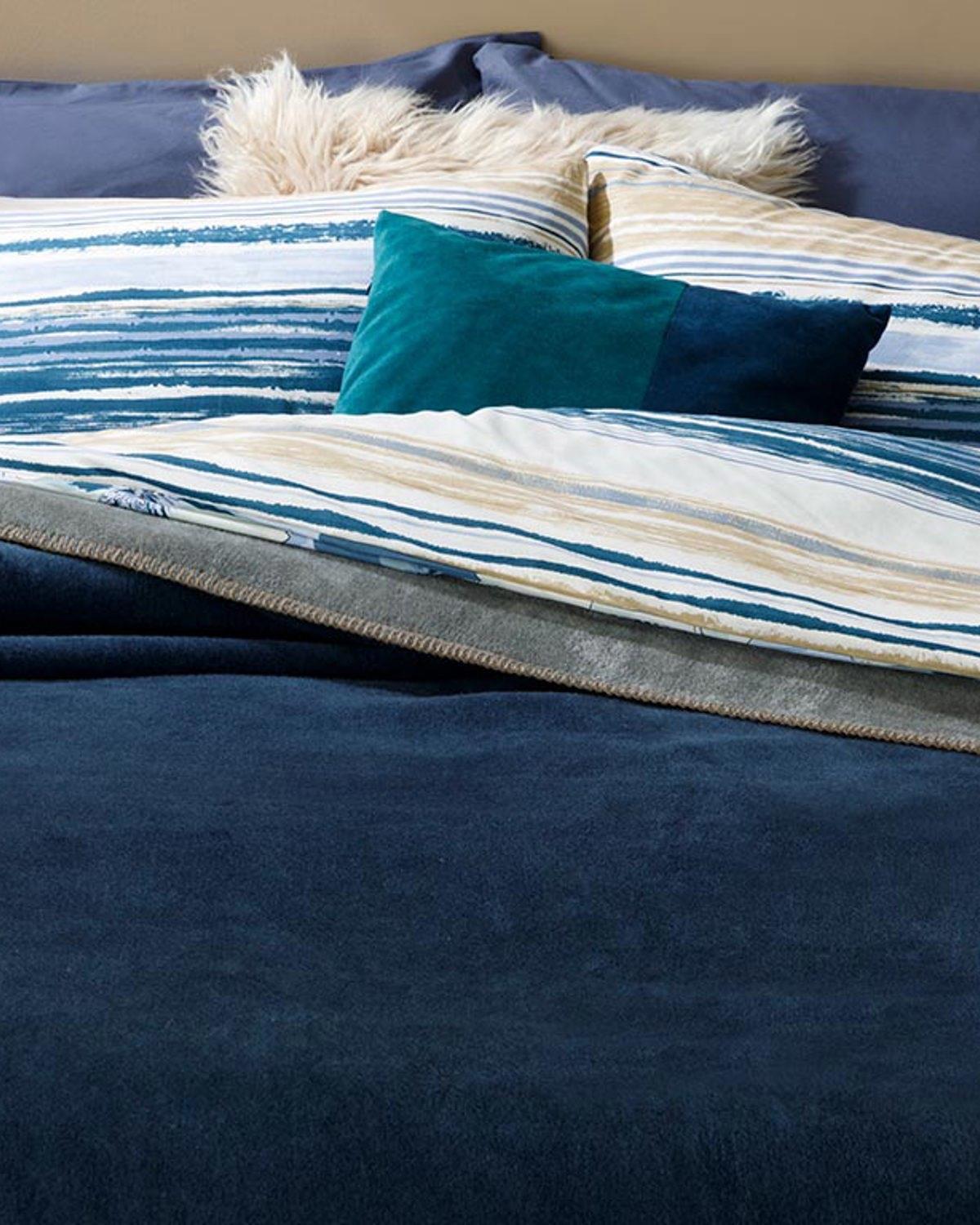 Plain Одеяло Единичен Памучен 150x200 см Сив - Морскосин