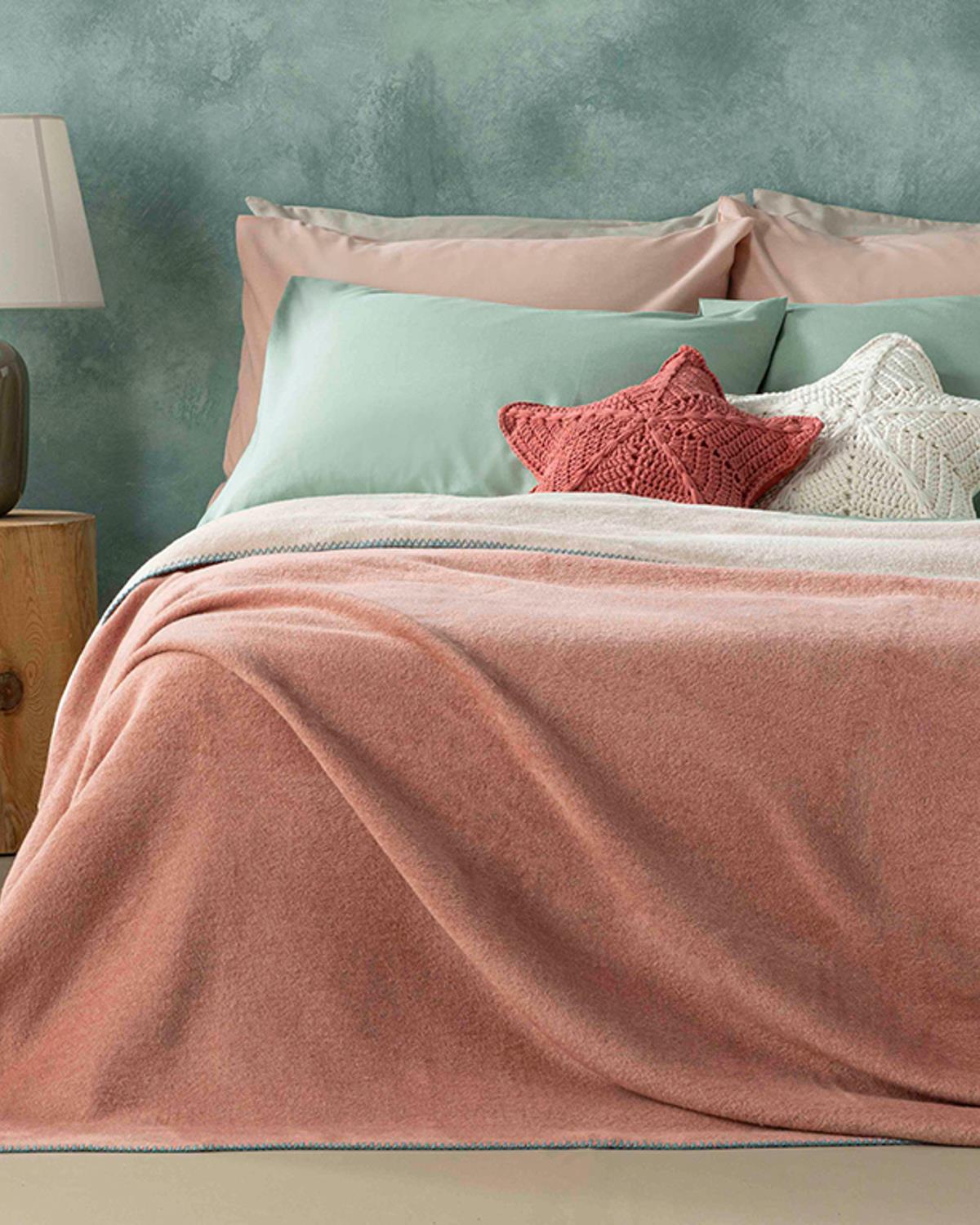 Plain Одеяло Единичен Памучен 150x200 см Пудра - Пепел от рози