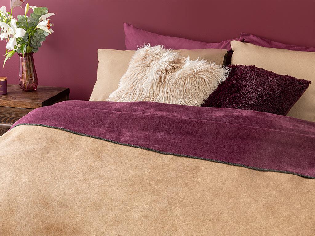 Plain ОДЕАЛО Единичен Памучен 150x200 cm Тъмнобежов - Виолетов