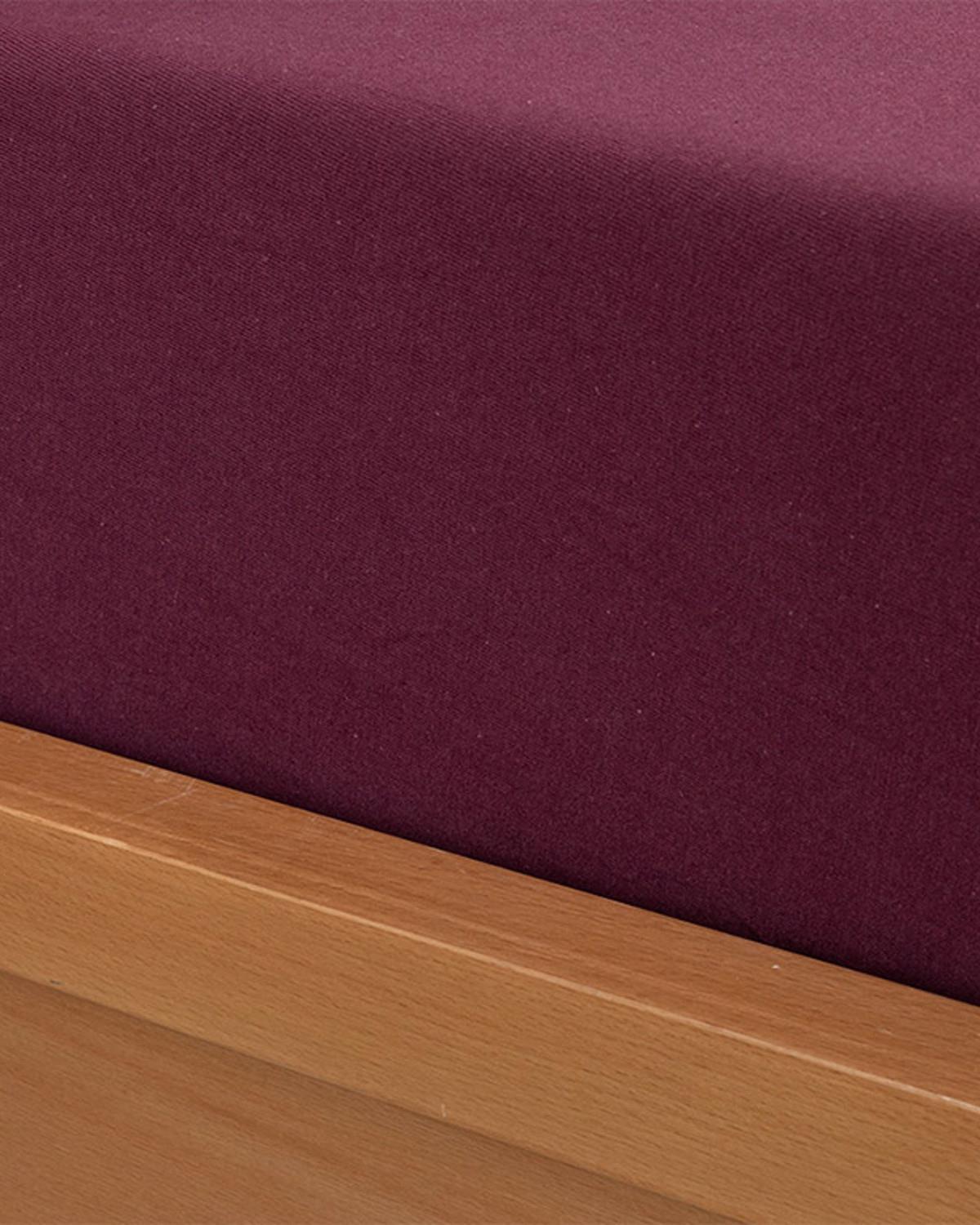 Plain Комплект Чаршаф С Ластик Двоен Пениран памук 160x200 см Вишна