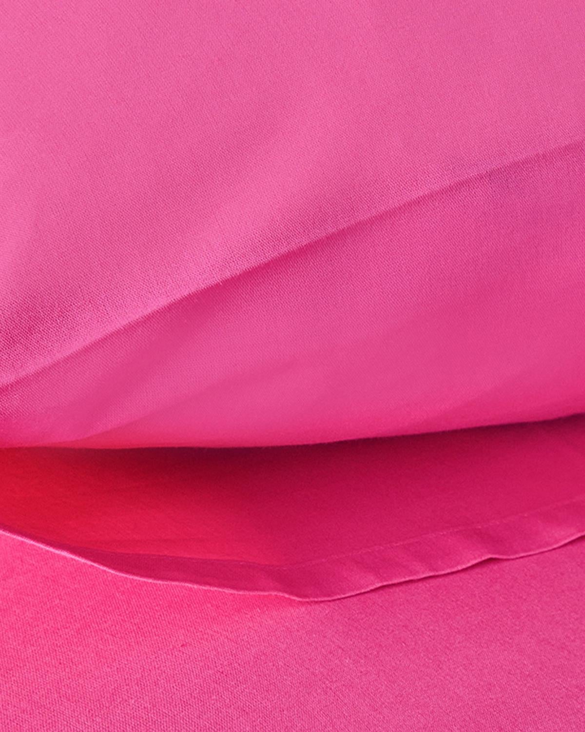 Plain Комплект Чаршаф С Ластик Двоен Памук 160x200 см Тъмнорозов