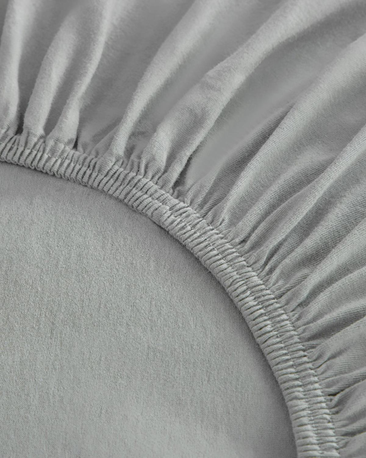 Plain Комплект Чаршаф С Ластик Двоен Пениран памук 160x200 см Чакълено сив