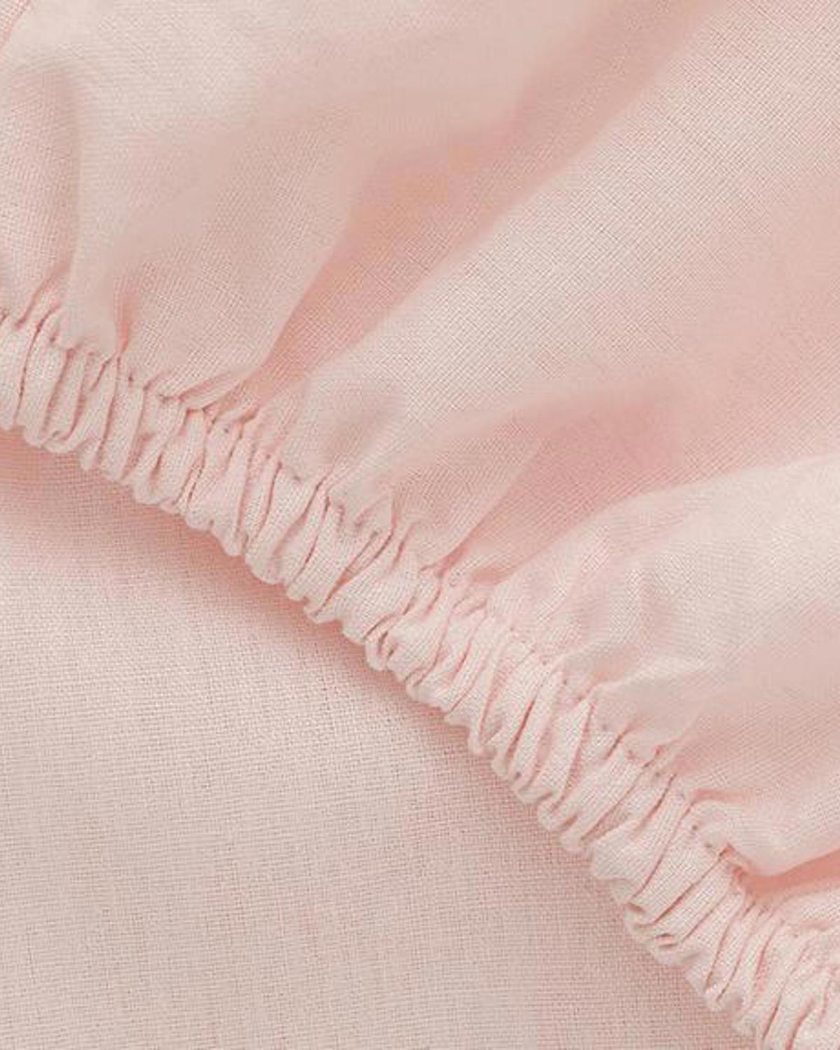 Plain Чаршаф С Ластик Двоен Памучен 160x200 см Бледорозов..