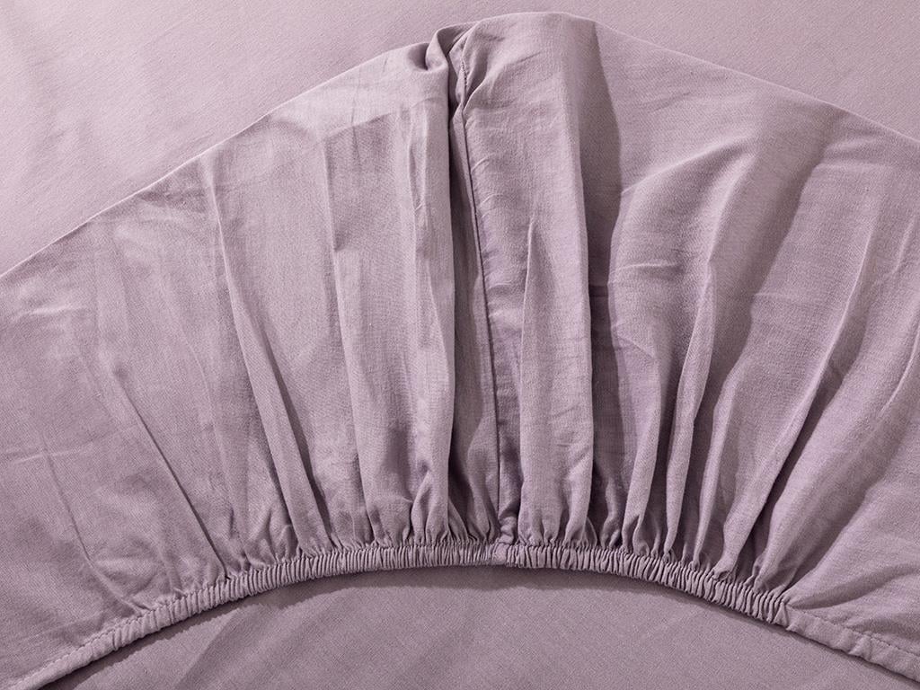 Plain Комплект Чаршаф С Ластик Двоен Памук 160x200 см Lilac