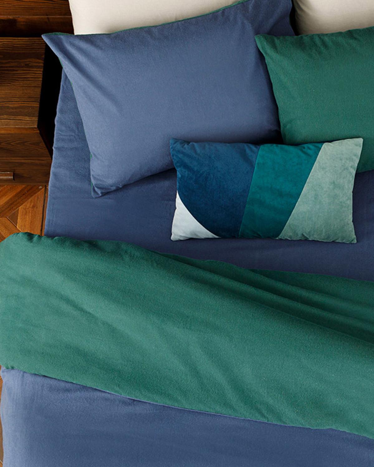 Plain Спален Комплект Единичен Фланел 160x220 см Зелен - Син