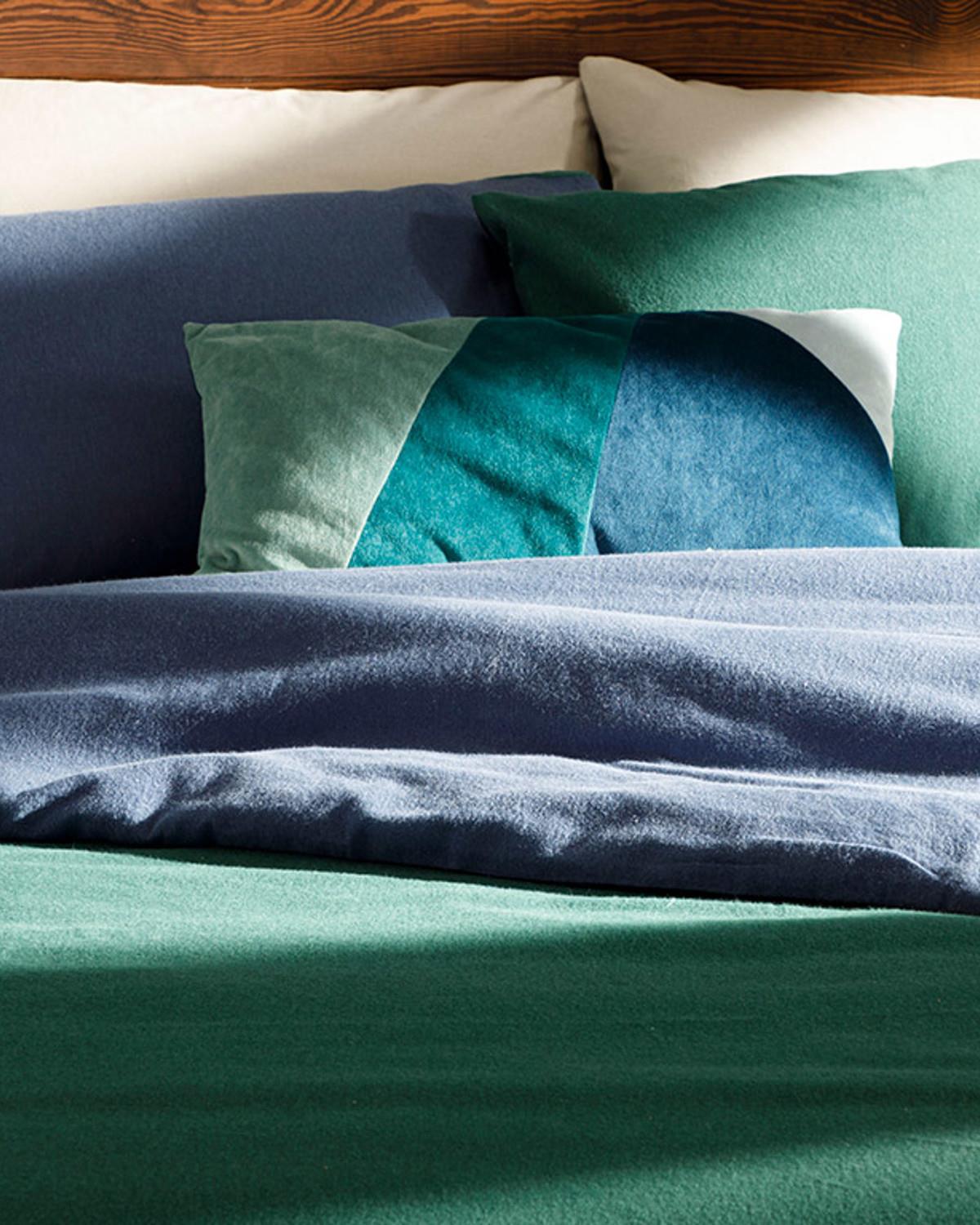 Plain Спален Комплект Единичен Фланел 160x220 см Зелен - Син