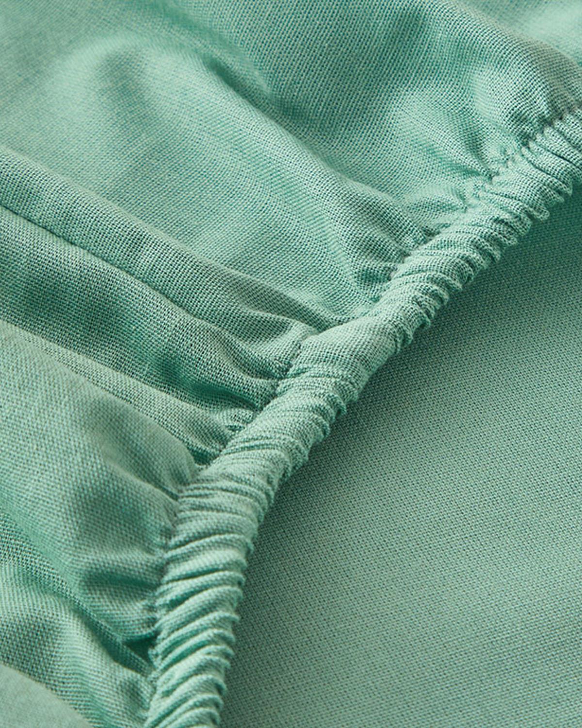 Plain Комплект Чаршаф С Ластик Кралски размер Памук 180x200 см Зелен