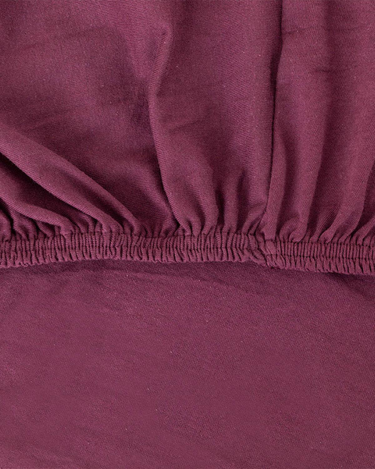 Plain Комплект Чаршаф С Ластик Кралски размер Пениран памук 180x200 см Вишна