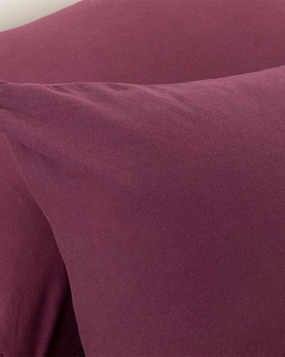 Plain Комплект Чаршаф С Ластик Кралски размер Пениран памук 180x200 см Вишна