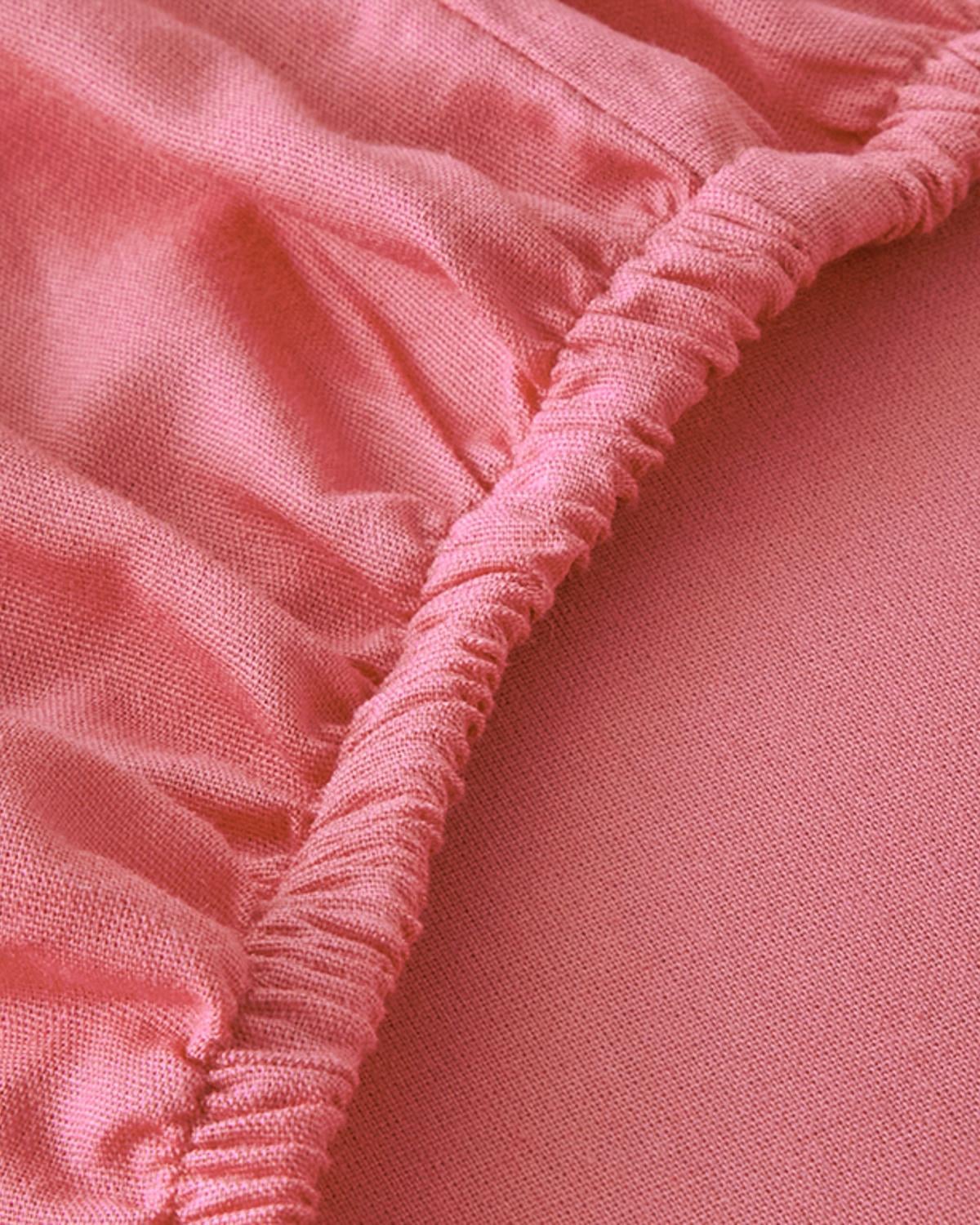 Plain Комплект Чаршаф С Ластик Кралски размер Памук 180x200 см Праскова