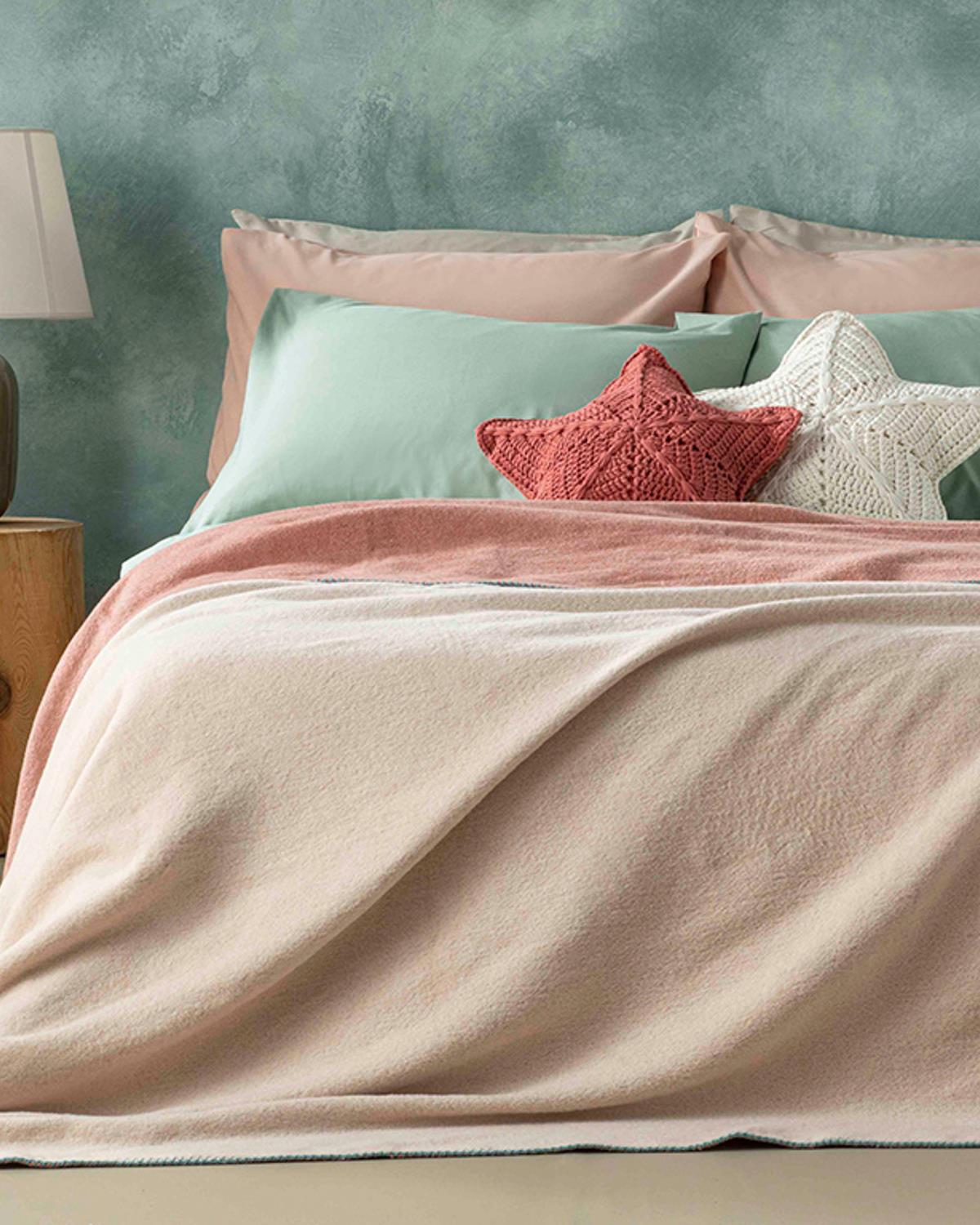 Plain Одеало Двоен Размер, Памучен, Розово, 200 X 220 Cm