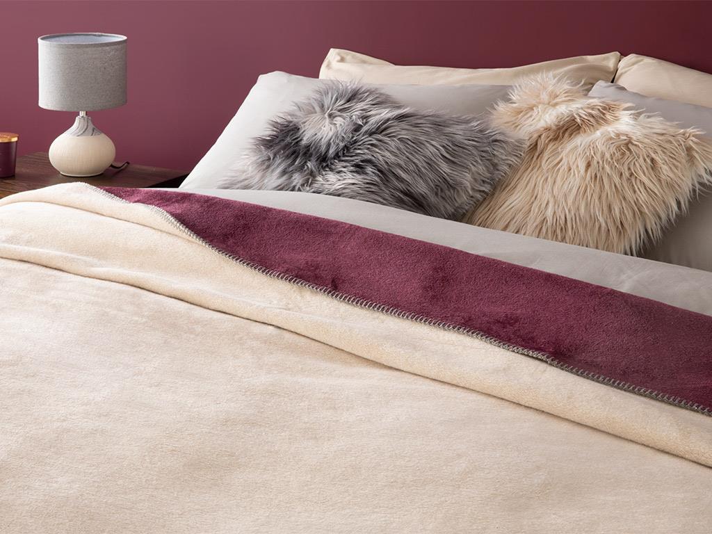 Plain Одеяло Двоен Памучен 200x220 см Бежов - Виолетов