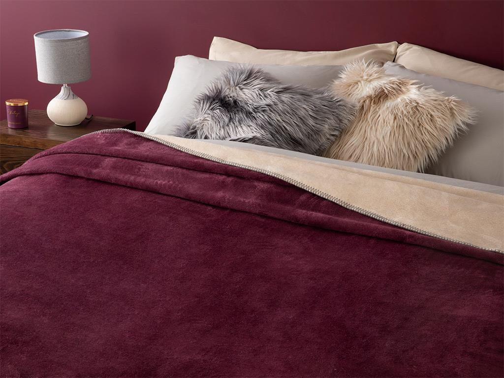 Plain Одеяло Двоен Памучен 200x220 см Бежов - Виолетов