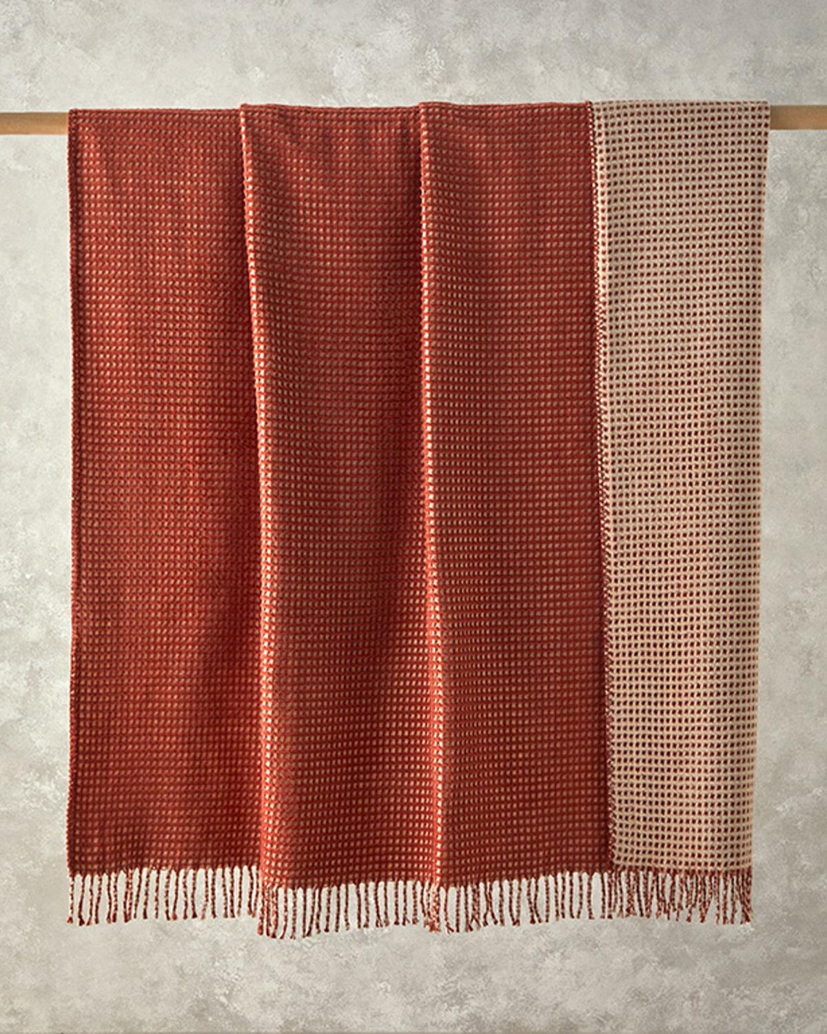 Plain Одеяло Двоен Памучен с вафлена структура 200x220 см Бежов - Теракота