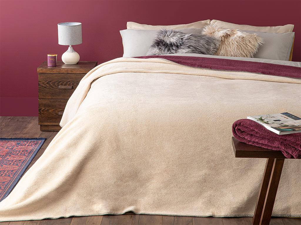 Plain Одеяло Двоен Памучен 200x220 см Бежов - Виолетов
