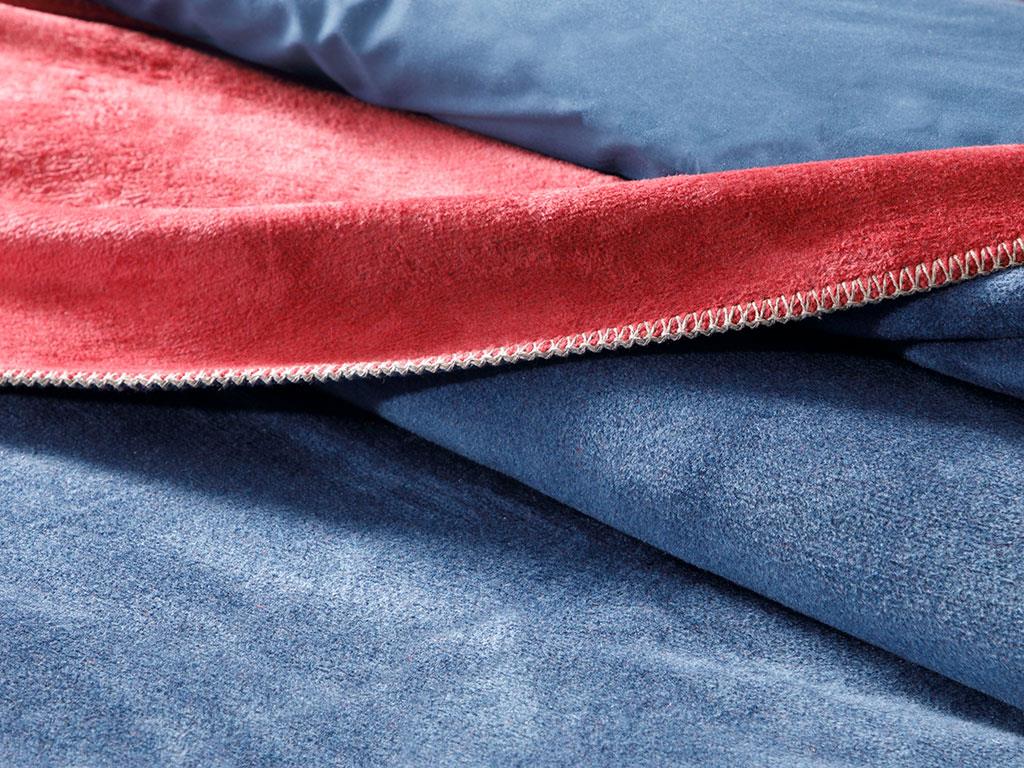 Plain Одеяло Двоен Памучен 200x220 см Червен - Морскосин