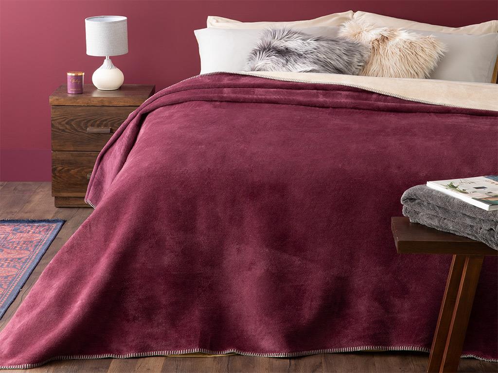 Plain Одеяло Двоен Памучен 200x220 см Бежов - Виолетов