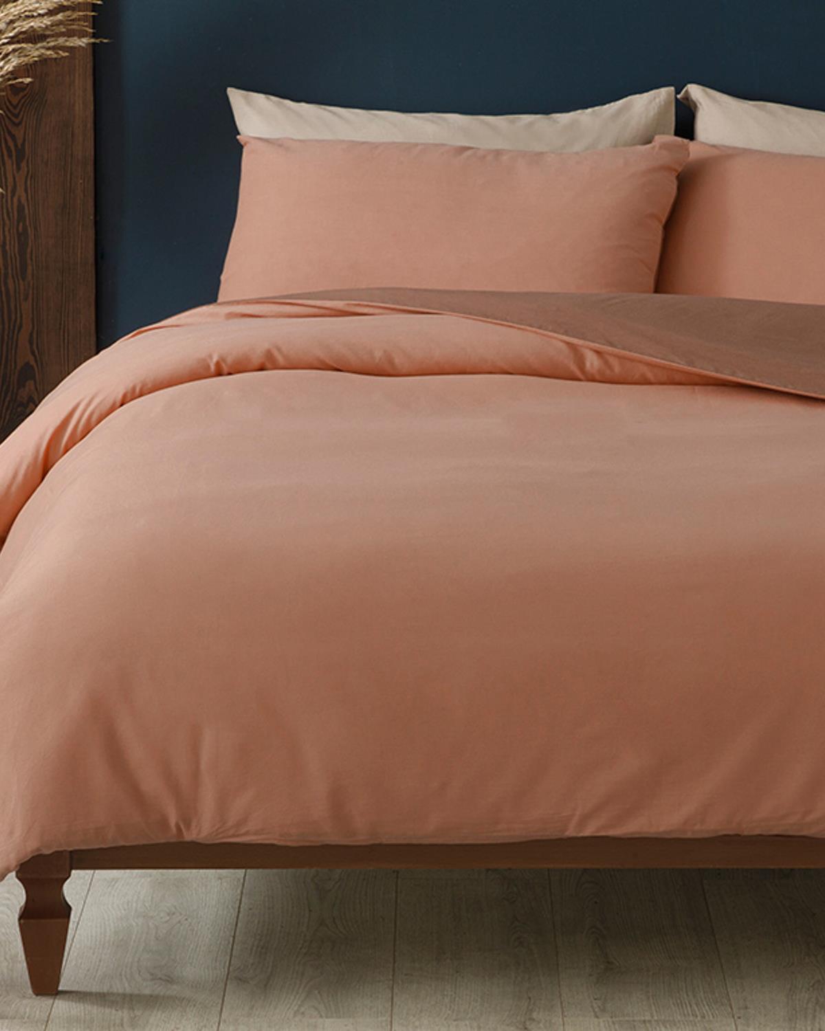 Plain Спален Комплект Двоен Памук 200x220 см Кафяв - Нюд